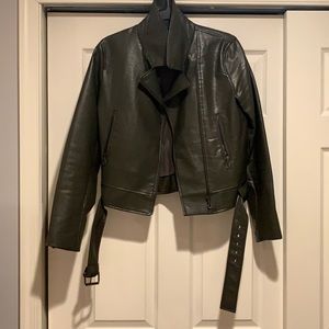 Tahari Green Leather Jacket
